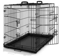 TRESKO® Cage de transport pour chien pliable L - 91x58x64cm | 2 portes | Transportable | Caisse de transport en métal