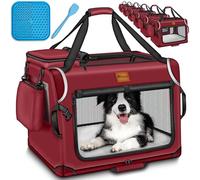 TRESKO Cage pliable pour chien avec tapis de fuite, spatule et réflecteurs XXL 92 x 63 x 63 cm, caisse de transport pour chiens et chats, boîte de transport en voiture pour petits et grands chiens
