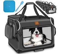 TRESKO® Caisse de transport pliable, avec tapis de fuite, spatule et réflecteurs, pour chiens et chats de petite et grande taille, sac robuste, taille S, 50 x 34 x 34 cm (anthracite)