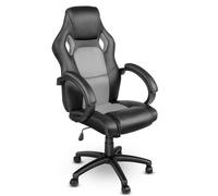 TRESKO Chaise de bureau, Fauteuil de bureau RACING SPORT GAMER Noir - Argenté Rembourrage Épais - Hauteur Réglable