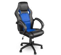 TRESKO Chaise de bureau, Fauteuil de bureau RACING SPORT GAMER Noir - Bleu Rembourrage Épais - Hauteur Réglable