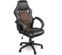 TRESKO Chaise de bureau, Fauteuil de bureau RACING SPORT GAMER Noir - Marron Rembourrage Épais - Hauteur Réglable