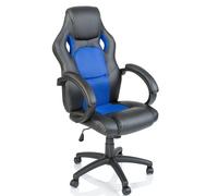 TRESKO® Chaise Fauteuil siège de bureau racing sport accoudoirs rembourrés Bleu