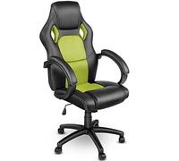 TRESKO Chaise Fauteuil siège de Bureau Racing Sport Ergonomique inclinable accoudoirs rembourrés, de 14 Couleurs différentes, Lift SGS contrôlé (Noir/Vert Clair)