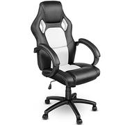 TRESKO Chaise Fauteuil siège de Bureau Racing Sport Ergonomique inclinable accoudoirs rembourrés, de 14 Couleurs différentes, Lift SGS contrôlé (Noir/Blanc)