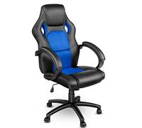 TRESKO Chaise Fauteuil siège de Bureau Racing Sport Ergonomique inclinable accoudoirs rembourrés, de 14 Couleurs différentes, Lift SGS contrôlé (Noir/Bleu)