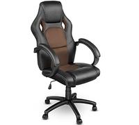 TRESKO Chaise Fauteuil siège de Bureau Racing Sport Ergonomique inclinable accoudoirs rembourrés, de 14 Couleurs différentes, Lift SGS contrôlé (Noir/Marron doré)