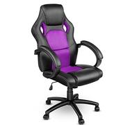 TRESKO Chaise Fauteuil siège de Bureau Racing Sport Ergonomique inclinable accoudoirs rembourrés, de 14 Couleurs différentes, Lift SGS contrôlé (Noir/Lilas)