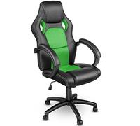 TRESKO Chaise Fauteuil siège de Bureau Racing Sport Ergonomique inclinable accoudoirs rembourrés, de 14 Couleurs différentes, Lift SGS contrôlé (Noir/Verde)