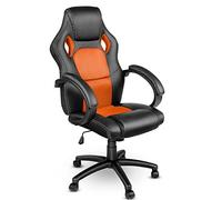 TRESKO Chaise Fauteuil siège de Bureau Racing Sport Ergonomique inclinable accoudoirs rembourrés, de 14 Couleurs différentes, Lift SGS contrôlé (Noir/Orange)