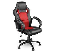 TRESKO Chaise Fauteuil siège de Bureau Racing Sport Ergonomique inclinable accoudoirs rembourrés, de 14 Couleurs différentes, Lift SGS contrôlé (Noir/Rouge)
