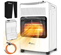 TRESKO Chauffage au gaz portable 4200 W pour intérieur avec régulateur de pression, tuyau et housse de protection | 3 niveaux de chauffage réglables | Appareil de chauffage mobile