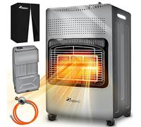 TRESKO Chauffage au gaz portable 4200 W pour intérieur avec régulateur de pression, tuyau et housse de protection | 3 niveaux de chauffage réglables | Appareil de chauffage mobile