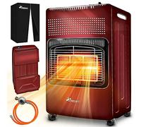 TRESKO Chauffage au gaz portable 4200 W pour intérieur avec régulateur de pression, tuyau et housse de protection | 3 niveaux de chauffage réglables | Appareil de chauffage mobile