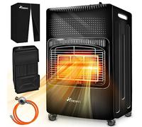 TRESKO Chauffage au gaz portable 4200 W pour intérieur avec régulateur de pression, tuyau et housse de protection | 3 niveaux de chauffage réglables | Appareil de chauffage mobile