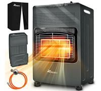TRESKO Chauffage au gaz portable 4200 W pour intérieur avec régulateur de pression, tuyau et housse de protection | 3 niveaux de chauffage réglables | Appareil de chauffage mobile