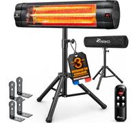 TRESKO Chauffage extérieur Infrarouge 2500W + Télécommande | Radiateur Rayonnant Électrique de Terrase | 3 Niveaux de Chaleur | Hauteur réglable (Anthracite)
