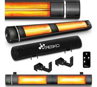 TRESKO Radiateur infrarouge extérieur 3000W | Chauffage radiant terrasse | murale | inclination | télecommande | 3 niveaux | intérieur et extérieur (Noir)