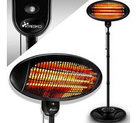 TRESKO Radiateur infrarouge sur pied 2000W | Chauffage radiant électrique pour terrasse | intérieur et extérieur | 3 Niveaux de Chaleur