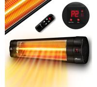 TRESKO Radiateur infrarouge extérieur 2500W | Chauffage radiant terrasse | murale | inclination | télecommande | 3 niveaux | intérieur et extérieur (Noir)