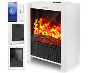 TRESKO® Cheminée électrique 2000W, Maison Intelligente WiFi app & télécommande | Poêle électrique Effet Flamme LED & écran LCD | Foyer électrique avec Thermostat | Chauffage soufflant minuterie