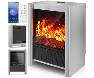 TRESKO® Cheminée électrique 2000W, Maison Intelligente WiFi app & télécommande | Poêle électrique Effet Flamme LED & écran LCD | Foyer électrique avec Thermostat | Chauffage soufflant minuterie