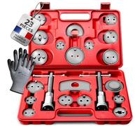 TRESKO® Coffret repousse piston d'étriers de freins Set de 22 pièces, pour remplacement de disque Outil et adaptateurs, de mâchoire ou de plaquettes de frein, Set de 22 pièces, Kit universel