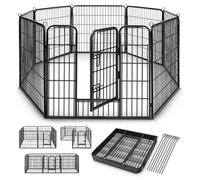 TRESKO Enclos extérieur métal pour chien | Hauteur 80 cm | parc chiots animaux compagnie | cage chien pliable | enclos animalerie