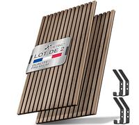 TRESKO Lot de 2 panneaux acoustiques en bois - 120 x 60 cm - Avec 4 crochets à vêtements - Revêtement mural en chêne naturel comme mur à lamelles 3D - Panneaux en bois pour isolation acoustique