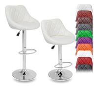 TRESKO Lot de 2 tabourets de bar BEIGE, hauteur réglable et rotation à 360° (60-80cm)