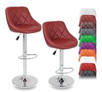 TRESKO Lot de 2 tabourets de bar BORDEAUX, hauteur réglable et rotation à 360° (60-80cm)