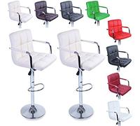 TRESKO® Lot de 2 Tabourets de Bar Chaise de Bar Chaise Lounge avec Dossier et accoudoir, 8 Couleurs différentes, chromé, Rotation à 360°, Hauteur réglable de 62,0 à 82,5 cm (Beige)