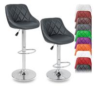 TRESKO Lot de 2 tabourets de bar GRIS, hauteur réglable et rotation à 360° (60-80cm)