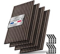 TRESKO Lot de 4 panneaux acoustiques en bois - 120 x 60 cm - Avec 8 crochets à vêtements - Revêtement mural en chêne clair comme mur à lamelles 3D - Panneaux en bois pour isolation acoustique