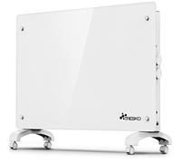 TRESKO® Radiateur Electrique Mobile | Chauffage électrique en verre | Convecteur | radiateur électrique chauffage au sol ou mural (Blanc / 1500 W)