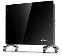 TRESKO® Radiateur Electrique Mobile | Chauffage électrique en verre | Convecteur | radiateur électrique chauffage au sol ou mural (Noir / 2000 W)
