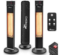 TRESKO Radiateur infrarouge sur pied 2000W | Chauffage radiant électrique pour terrasse | intérieur et extérieur | sol | avec pied et télécommande