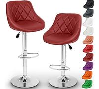 TRESKO Set de 2 tabourets de Bar Bordeaux, Hauteur réglable et Rotation à 360° (60-80cm)