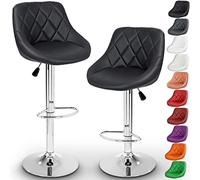 TRESKO Set de 2 tabourets de Bar Noir, Hauteur réglable et Rotation à 360° (60-80cm)