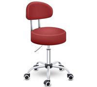 TRESKO Tabouret de Travail | Tabouret à roulettes avec Dossier - réglable de 47 à 60 cm | Tabouret Rotatif à roulettes | Chaise de Bureau Tabouret pivotant Rotatif cosmétique