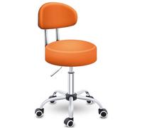 TRESKO Tabouret de Travail | Tabouret à roulettes avec Dossier - réglable de 47 à 60 cm | Tabouret Rotatif à roulettes | Chaise de Bureau Tabouret pivotant Rotatif cosmétique