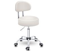 TRESKO Tabouret de Travail | Tabouret à roulettes avec Dossier - réglable de 47 à 60 cm | Tabouret Rotatif à roulettes | Chaise de Bureau Tabouret pivotant Rotatif cosmétique