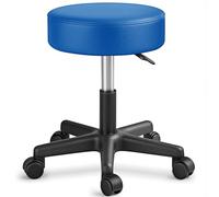 TRESKO Tabouret de Travail Tabouret à roulettes siège pivotant par 360 degrés, Rembourrage de 10 cm (Bleu)