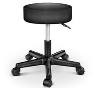 TRESKO Tabouret de Travail Tabouret à roulettes siège pivotant par 360 degrés, Rembourrage de 10 cm, de 8 Couleurs différentes (Noir/Noir)