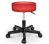 TRESKO Tabouret de Travail Tabouret à roulettes siège pivotant par 360 degrés, Rembourrage de 10 cm, de 8 Couleurs différentes (Rouge)