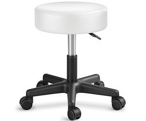 TRESKO Tabouret de Travail Tabouret à roulettes siège pivotant par 360 degrés, Rembourrage de 10 cm, de 8 Couleurs différentes (Blanc)