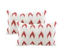 TRESMESTRES Housses de Coussin pour Lit - Style Méditerranéen, Coloré, Ikat - Taies de Coussin Déco - Housse de Coussin 30x50 cm - Rouge, Lot de 2