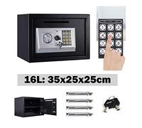 Tresor Petit coffre-fort électronique - Mini coffre-fort mural en acier - Coffre-fort mural - Serrure électronique - 2 clés - 16 l (noir)