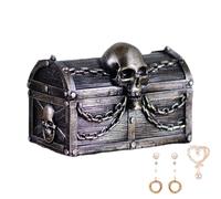 Trésor - Résine de boîte de rangement vintage, chaînes de tête mortes de bijoux | Caisse de pirates avec design pour l'anniversaire d'Halloween Noël, boîte à collectionner pour des idées