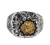 Trésor Viking Bague en Argent 925 et Cuivre - Bague Boussole Ajustable pour Hommes, Nordique pour Auriculaire ou Index Bijou Rétro Unisexe